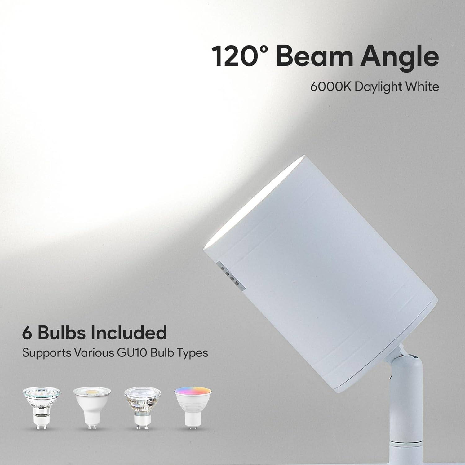 VONLUCE 6 Light Track Light Fixture, LED Track Lighting Kit with Rotatable Track Heads, 3-Color GU10 Bulbs Included, Modern Ceiling Spotlight for Kitchen Office Closet Studio Bedroom, White