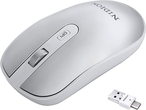 Ratón inalámbrico delgado con nano receptor para PC, computadora, portátil, Chromebook, cuaderno (2.4G y Bluetooth) diseñado para Apple