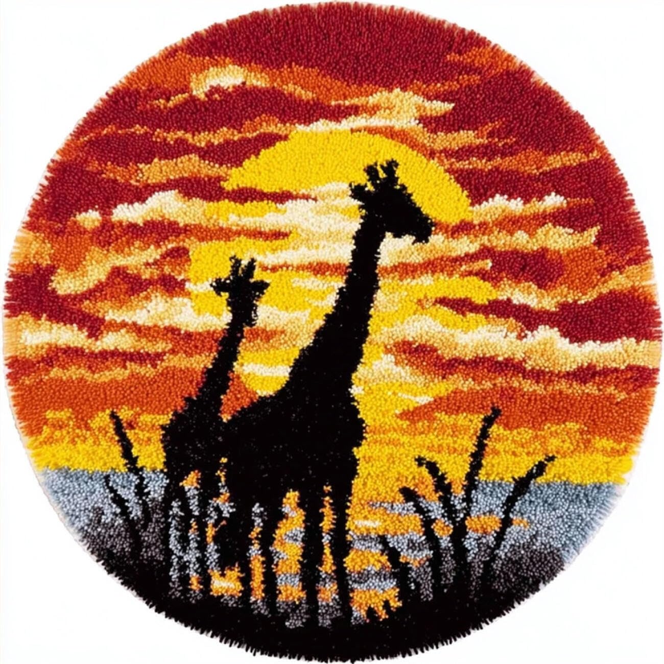 Kitquiver Rug Making Kit for Adults Giraffe Silhouette 100x100cm