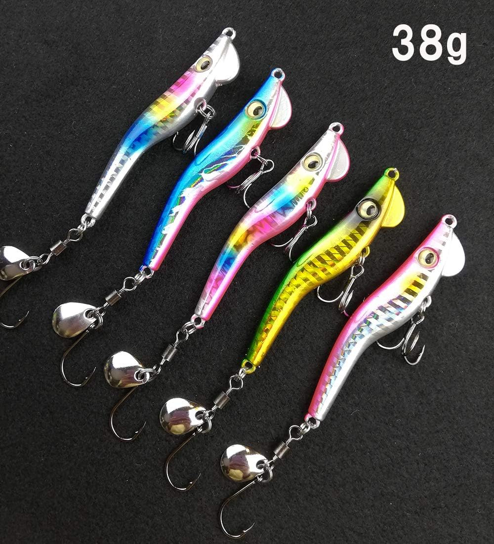 Surpriseルアー エビ型メタルジグ 38g 5個セット スピンテール付 ルアー サーフ 港 堤防 河口 海釣り 遠投 シーバス 青物 大人気商品