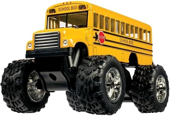 KinsFun 5 Monster School Bus Die Cast Metal Model, Pullback Action Toy Monster Truck