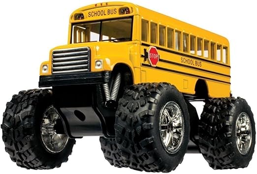 KinsFun 5" Monster School Bus Die Cast Metal Model, Pullback Action Toy Monster Truck