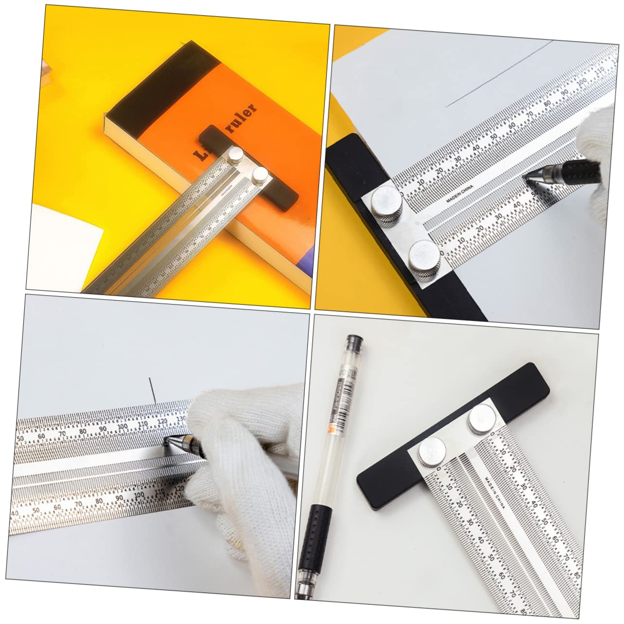 SHINEOFI 1Pc Stainless Steel Woodworking Ruler Precision Straight Edge Try Square for Carpentry Marking Durable and Wear Resistant Tool for Engineers Architects and Artists