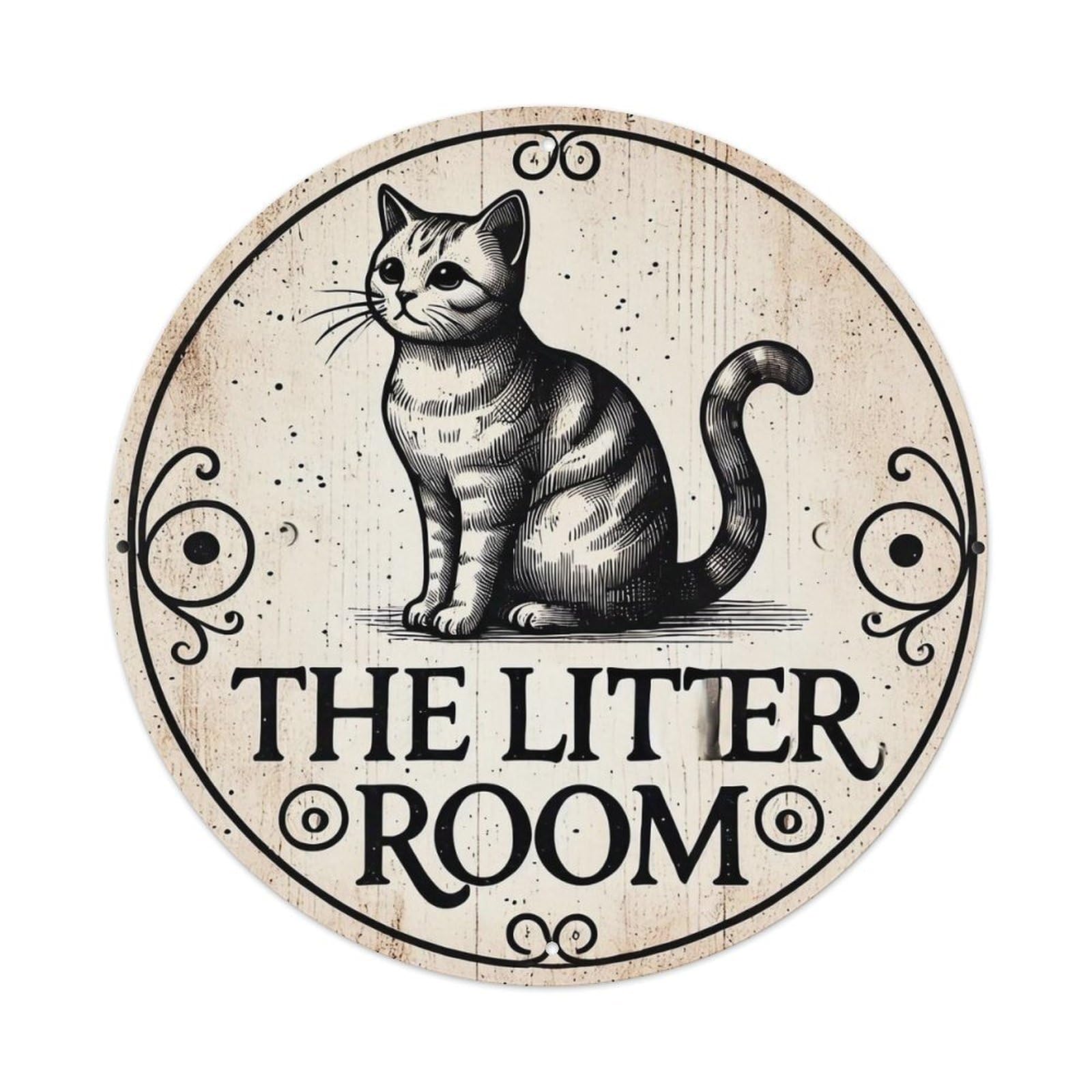 Cat Sitting In Circle Round Metal Tin Sign Vintage Wall Decor, Bar Garage Cafe Kitchen Home Wall Art Poster 8x8inches