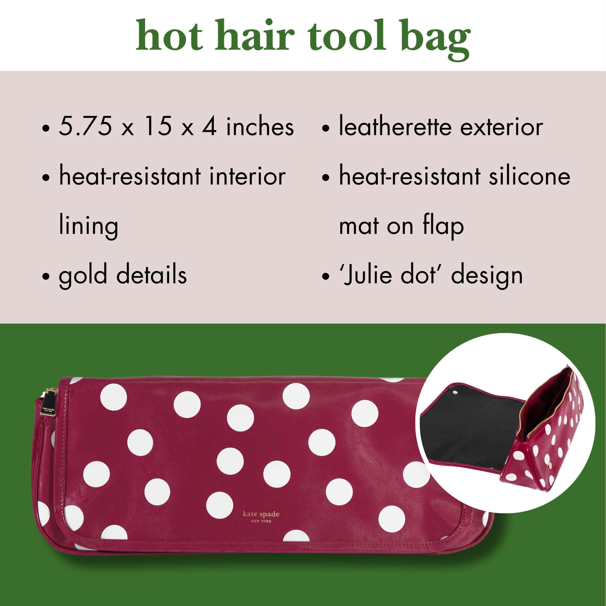 kate spade new york Hair Tool Organizer Bag with Heat-Resistant Lining