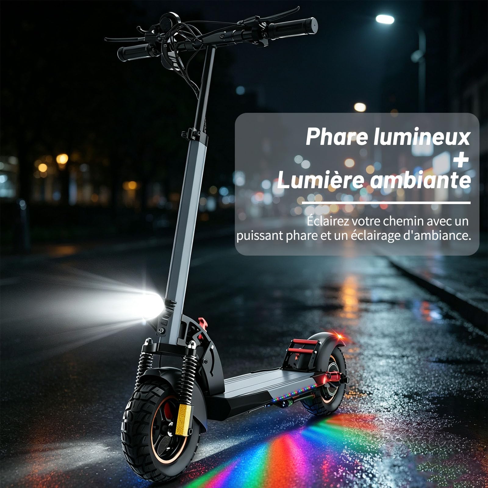 Trottinette Électrique Adulte 800W Moteur,Autonomie 35-40 KM Batterie 48V 12.5Ah Trotinette Electrique Pliable Portable,Roues 10" Tout Terrain Double Suspension Frein à Disque Escooter