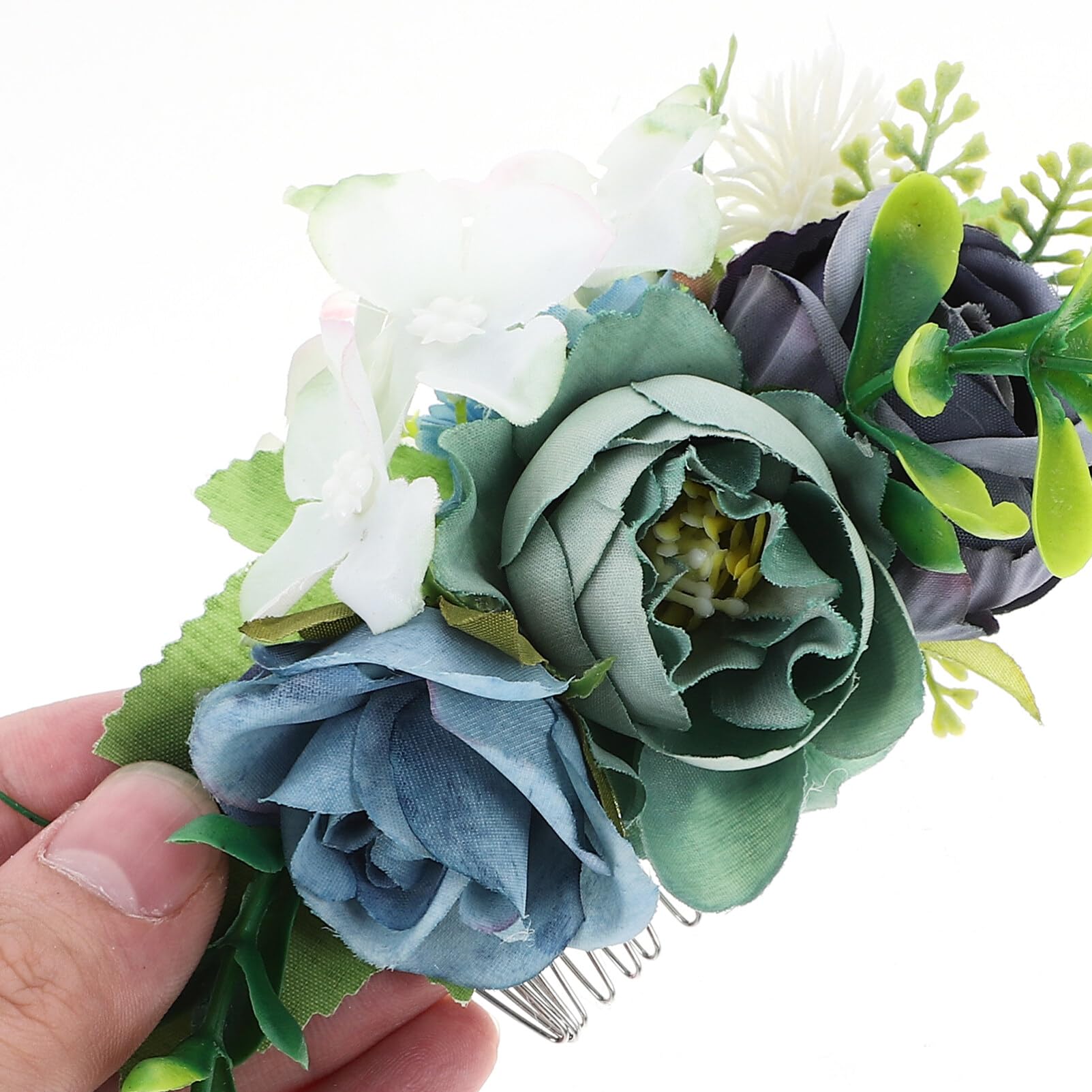 VILLCASE Artificial Rose Flower Hair Comb Metal Decorative Side Comb for Women Bridal Hair Accessory Wedding Hairpiece Stylish Styling Clip - Image 3