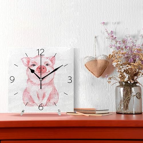 Miniatura 2 de Fprqlyze - Reloj de pared con diseño de cerdo rosa con diseño de acuarela, sin marco, para cocina, dormitorio, sala de estar, aula, decoración del