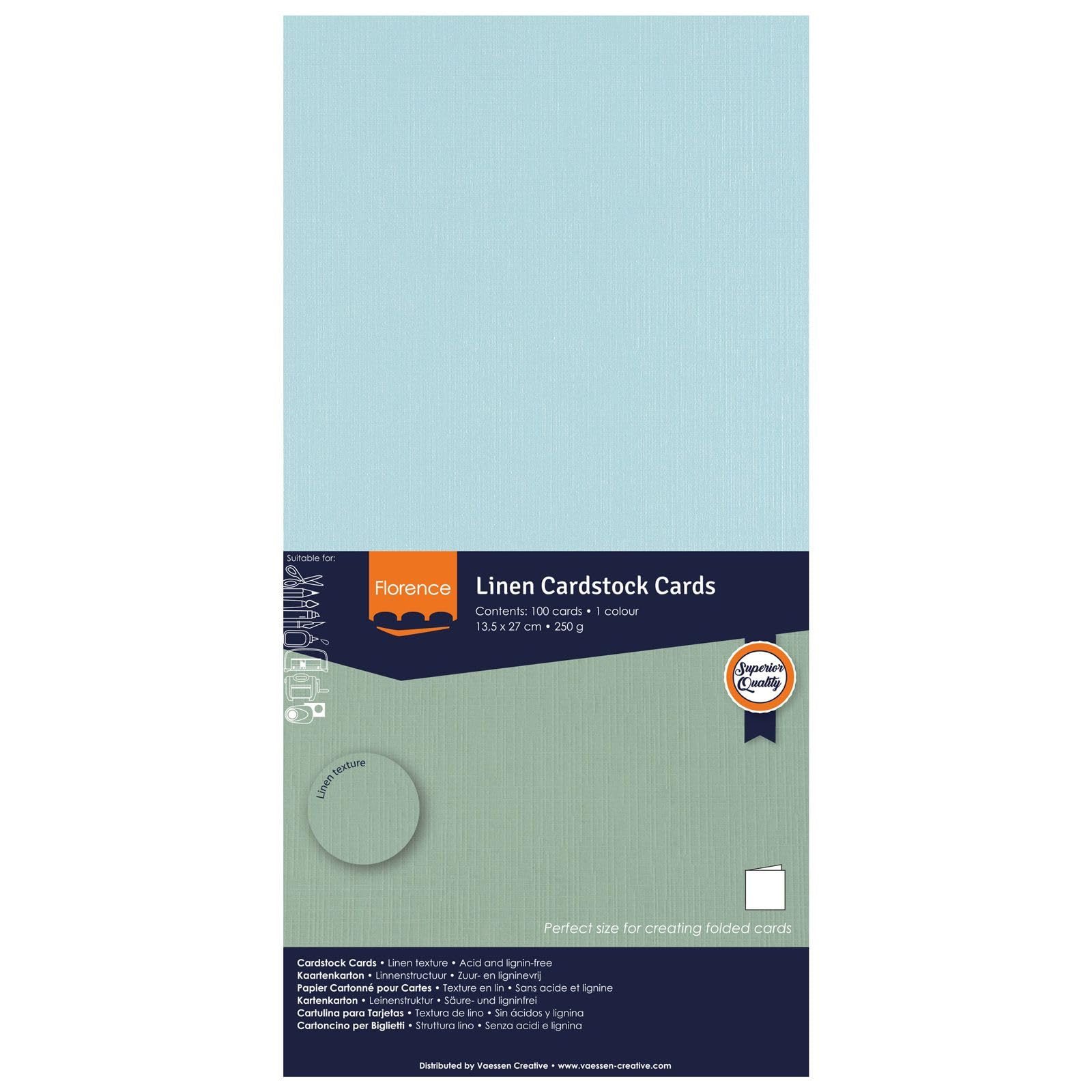 Florence Linen Cardstock 10.6 x 5.3 Inches Blue (Ocean), 100 Sheets of 250 GSM Coloured Paper - Image 4
