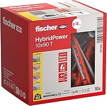 fischer HybridPower 10 x 90 T, dowels for maximum load capacity and safety, easy installation without setting tools, universal for perforated and solid building materials, masonry, concrete, safe even