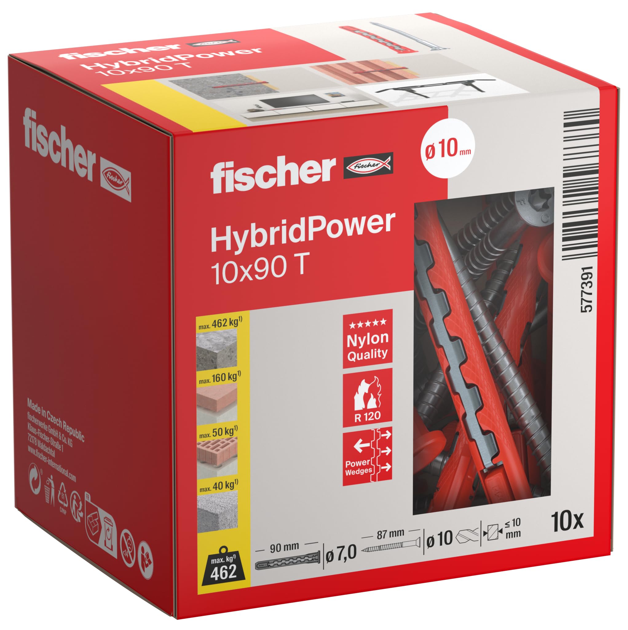 Fischer T-Bond Pro.1 hybride hars-pluggen van hybride hars, twee-componenten hybride spuitplug voor holle beton en metselwerk, 71778, grijs