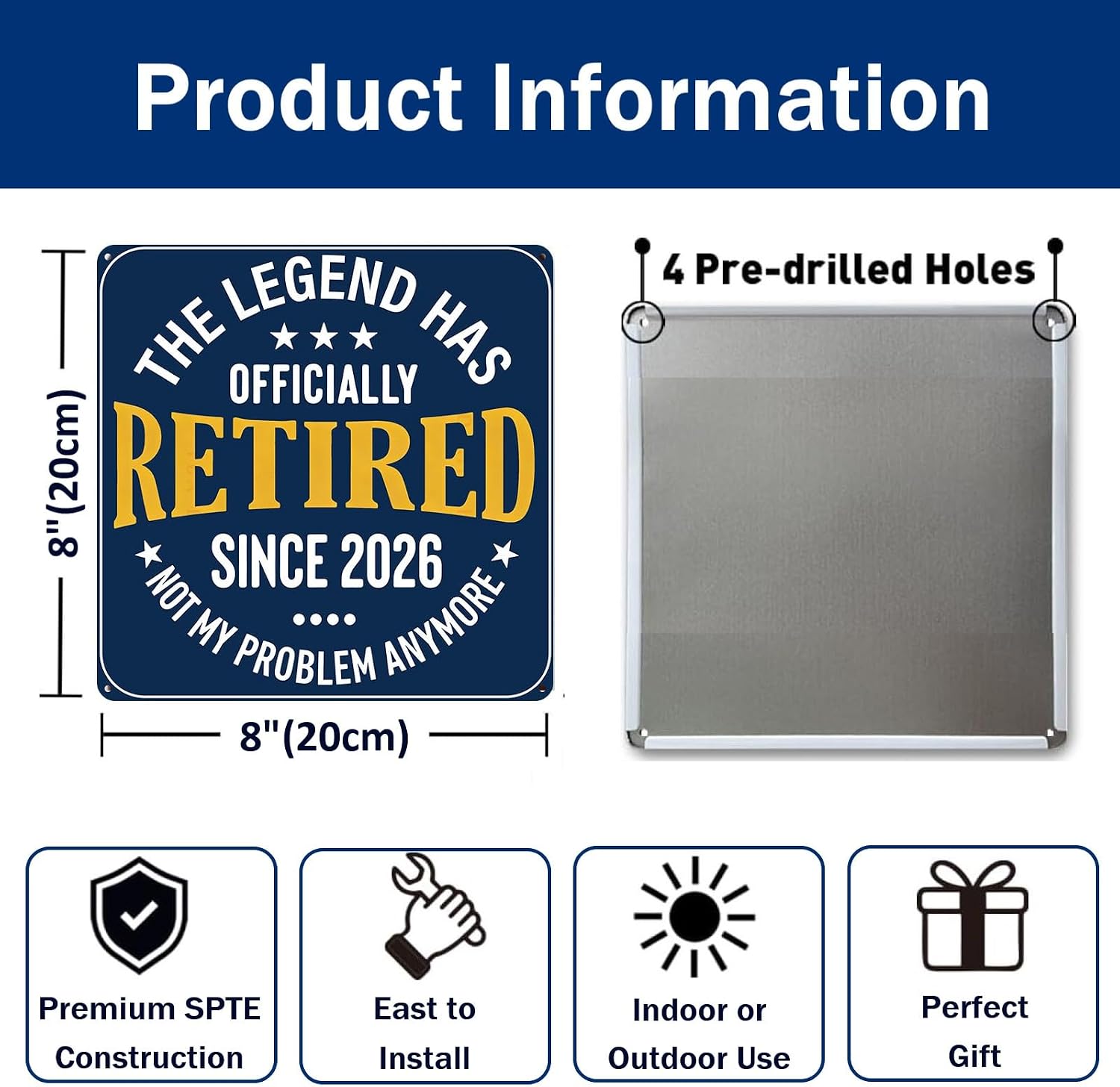Retired 2026 Metal Signs, Funny Retirement Gift for Women & Men image 2