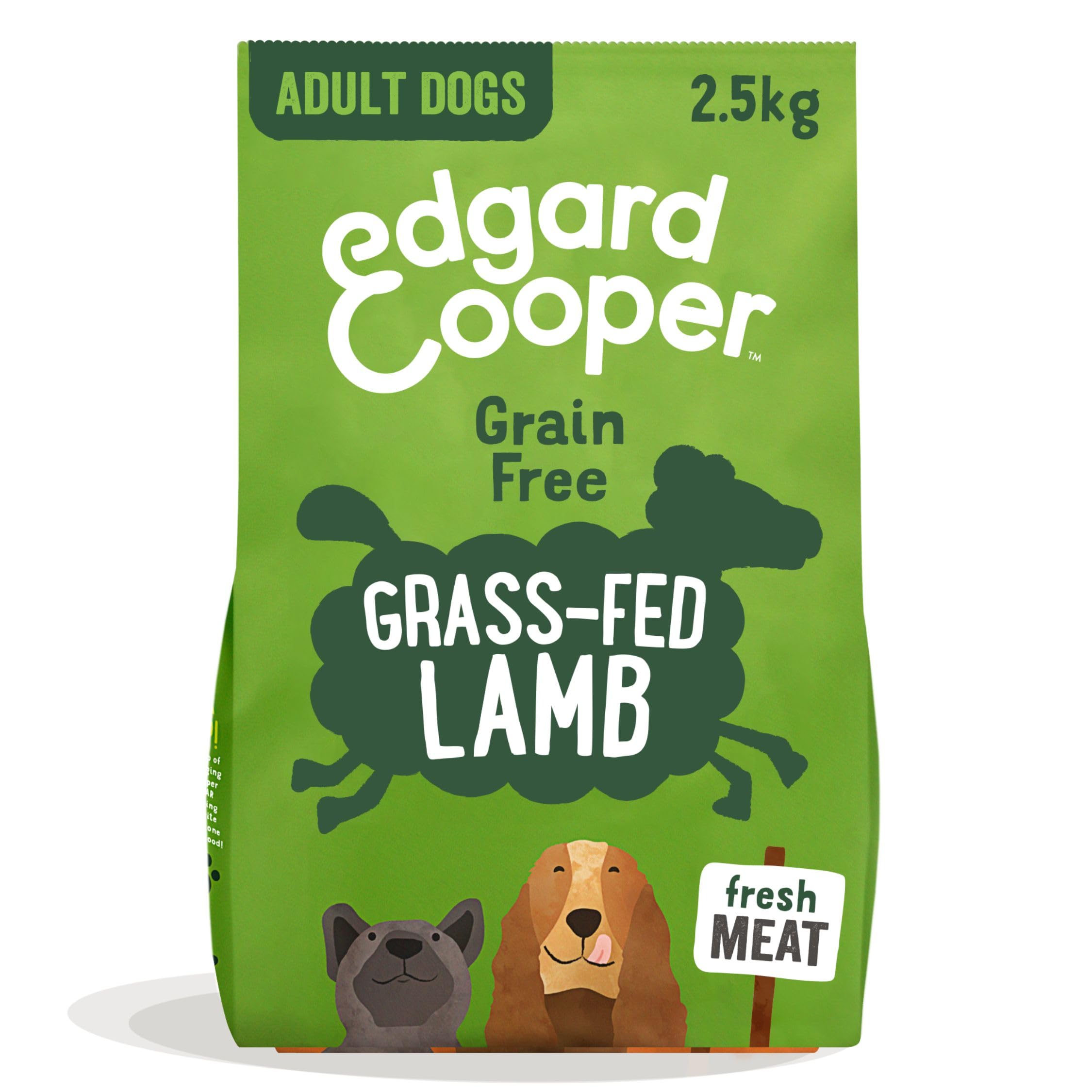 Edgard & Cooper Grain Free Dog Food Dry, (Lamb 2,5kg), Natural Kibble Dry Dog Food for Adult Dogs, Fresh Meat, High Protein, Gluten-Free, Non-GMO