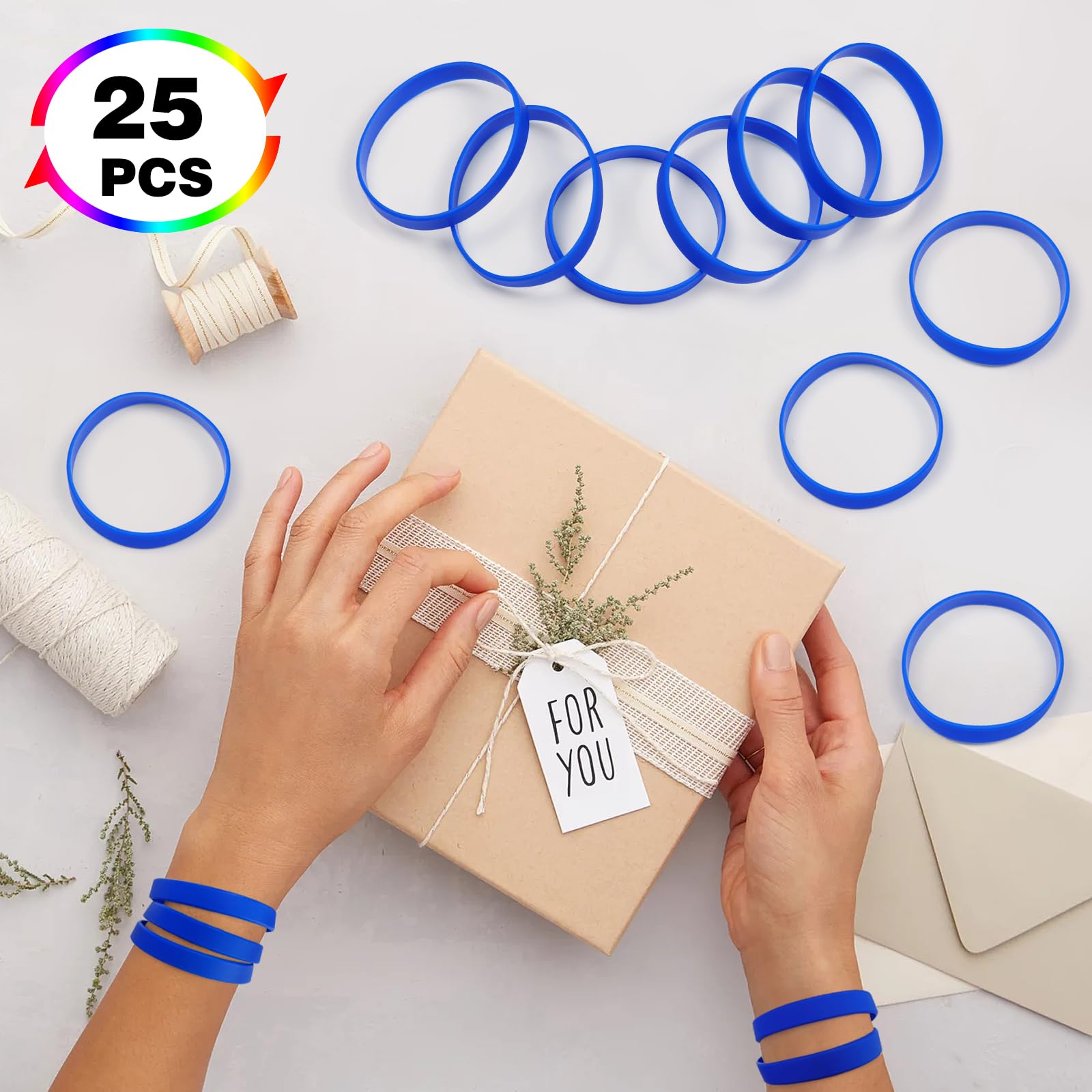 THXIY 25PCS Silicone Wristbands for Kids Teens 7'' Sports Wholesale Rubber Bracelets for Events Party Teacher Supplies Boys Gilrs Education Activities Blue - Image 2