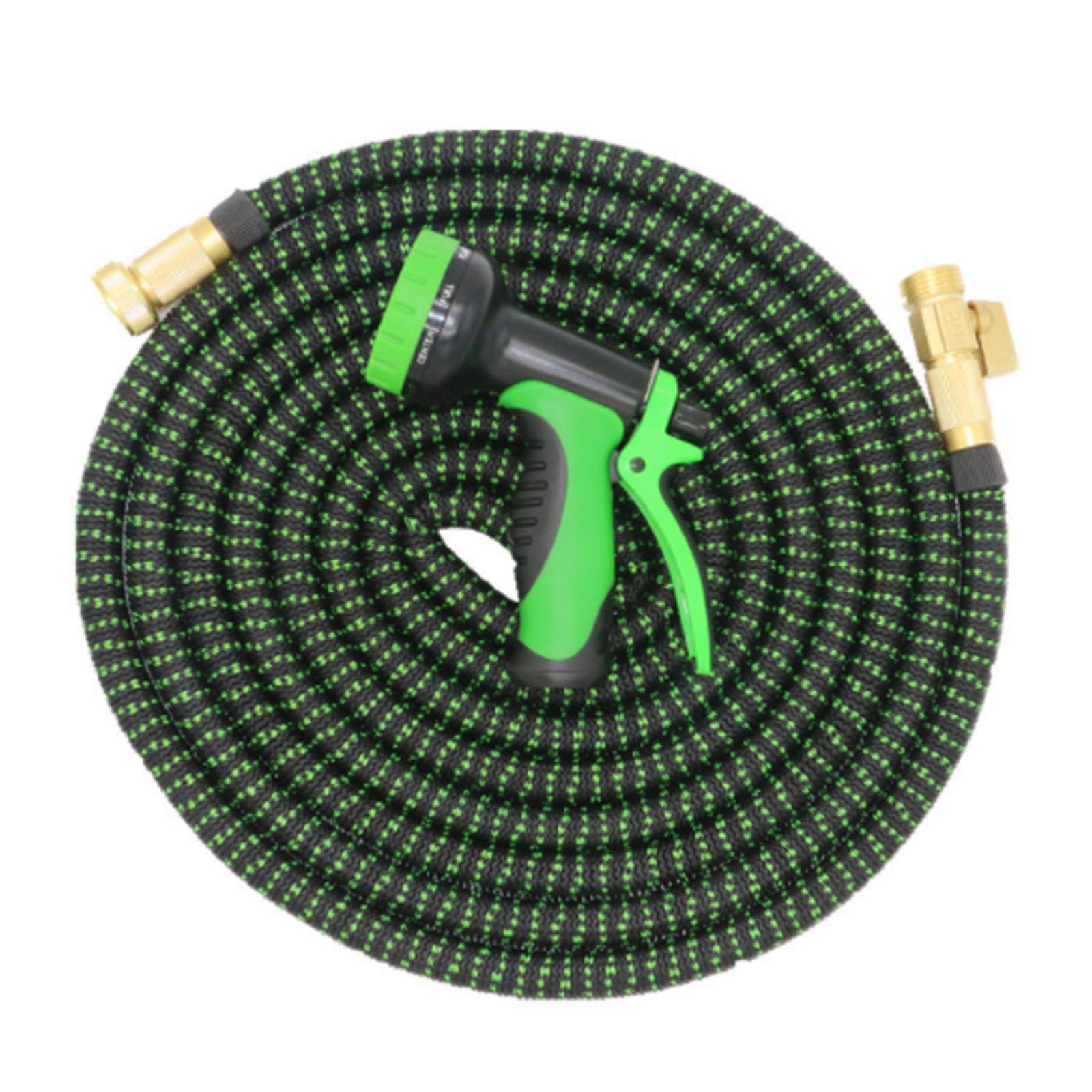 Dehnbarer Wasserschlauch, Flexibler Gartenschlauch, Auslaufsicherer Erweiterbarer Wasserschlauch, Knickfreier Flexibler Schlauch, 8 Funktionen Gartenhanddusche,50FT 15m