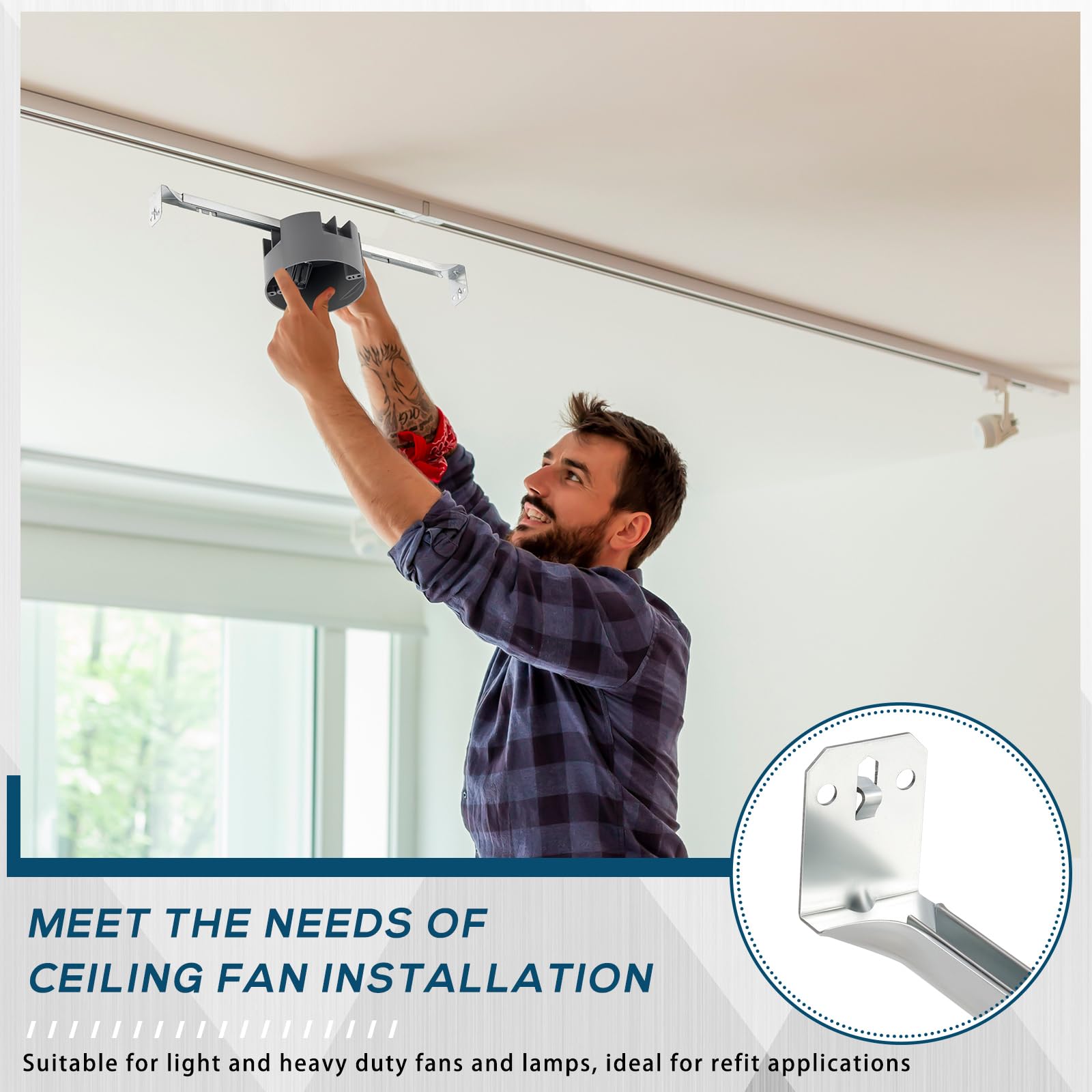 Therwen 2 Pcs Round Ceiling Electrical Box Fan Mounting Bracket, Gray — Amazon image 5