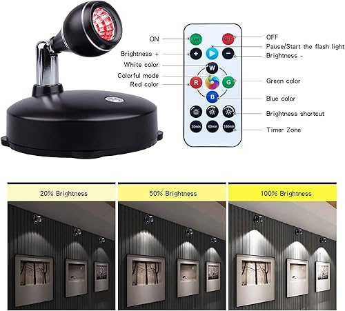 Miniatura 5 de LEASTYLE Spotlight - Luces LED para interiores con control remoto, luces de acento regulables para iluminar cuadros (paquete de 6)