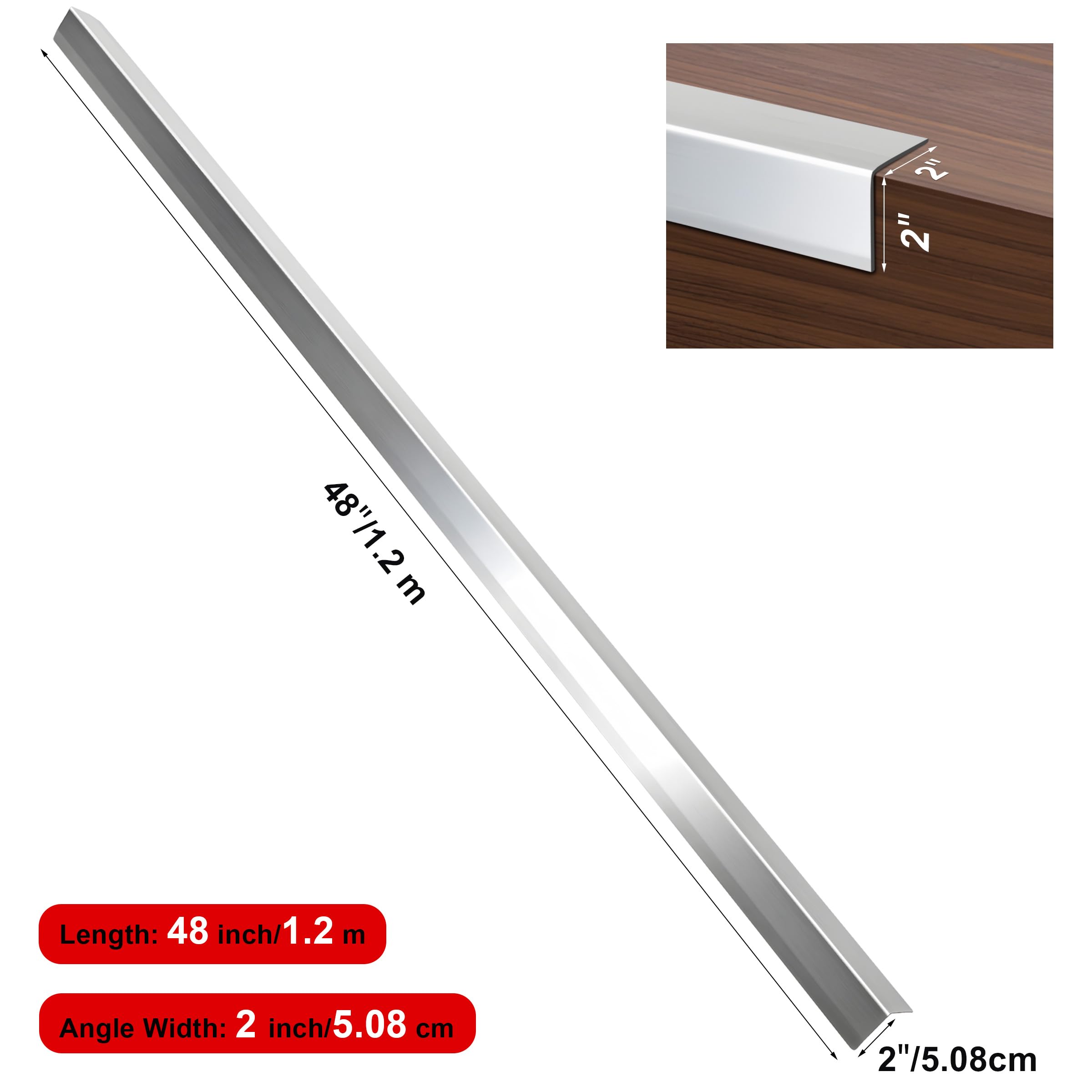 Protectores de esquina de pared, 2 x 2 x 48 pulgadas, protectores de esquina de pared de metal, paquete de 10 para protección y decoración de pared, protectores de esquina de pared de acero