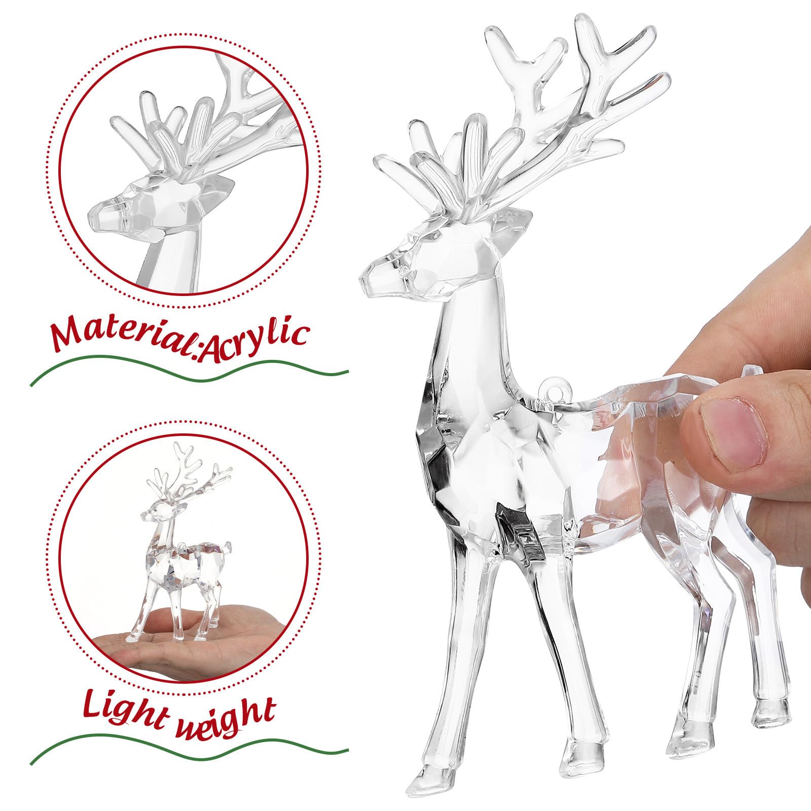 Didiseaon 10 Stück Transparente Acryl Elchfigur für Weihnachten als
