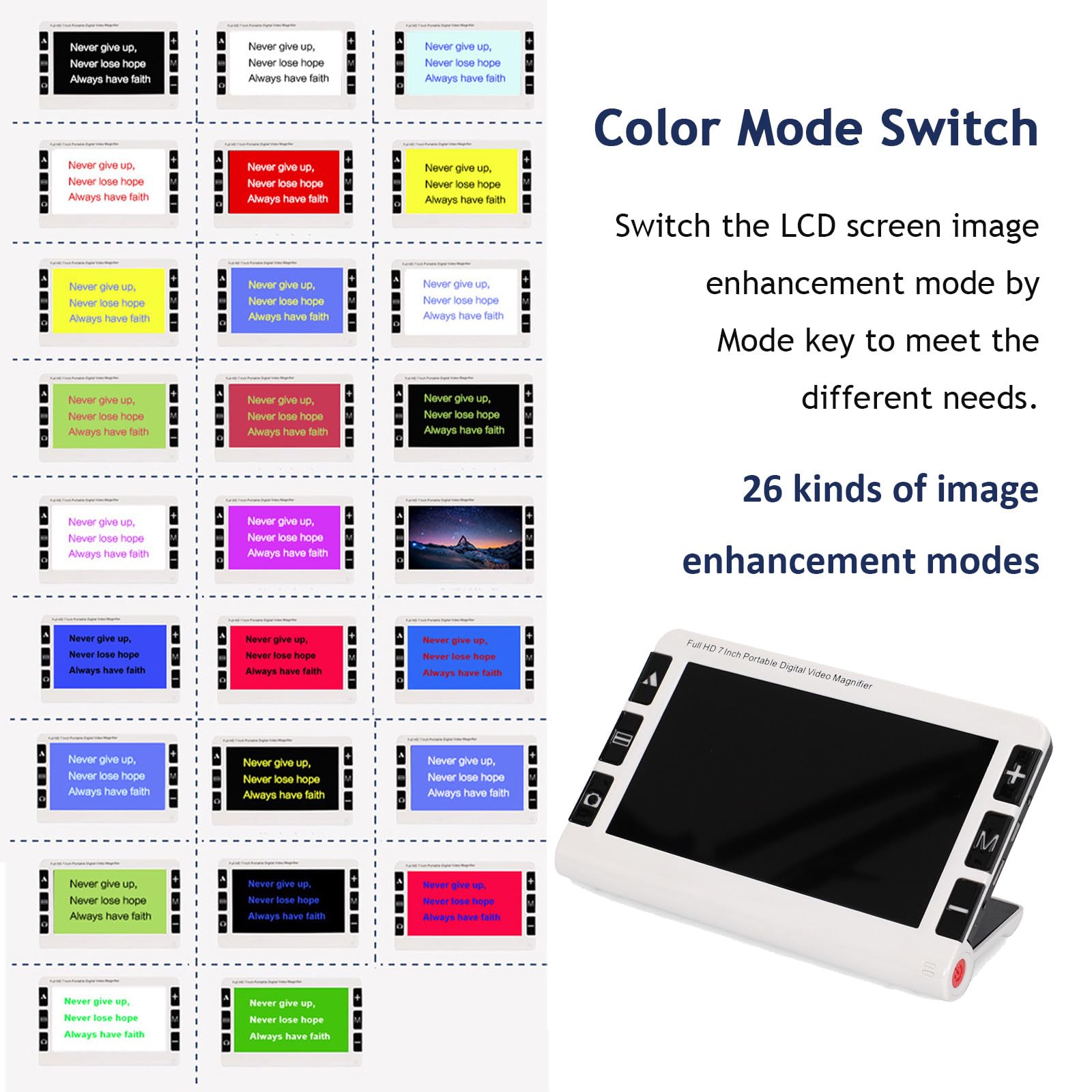 Lupa digital rectangular grande de 7 pulgadas, doble lente 2X-32X, lupa de lectura para personas mayores con baja visión, lupa portátil