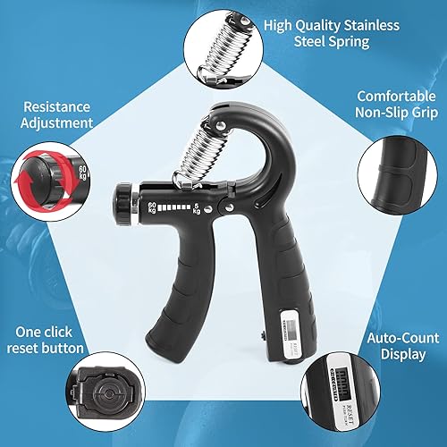 Miniatura 2 de Grip Strength Trainer with 2 PCS,AOKLS Hand Grip Strengthener Adjust Resistance in 11-132Lbs for Climbers,Tennis Athletes and Any Athlete Who Needs