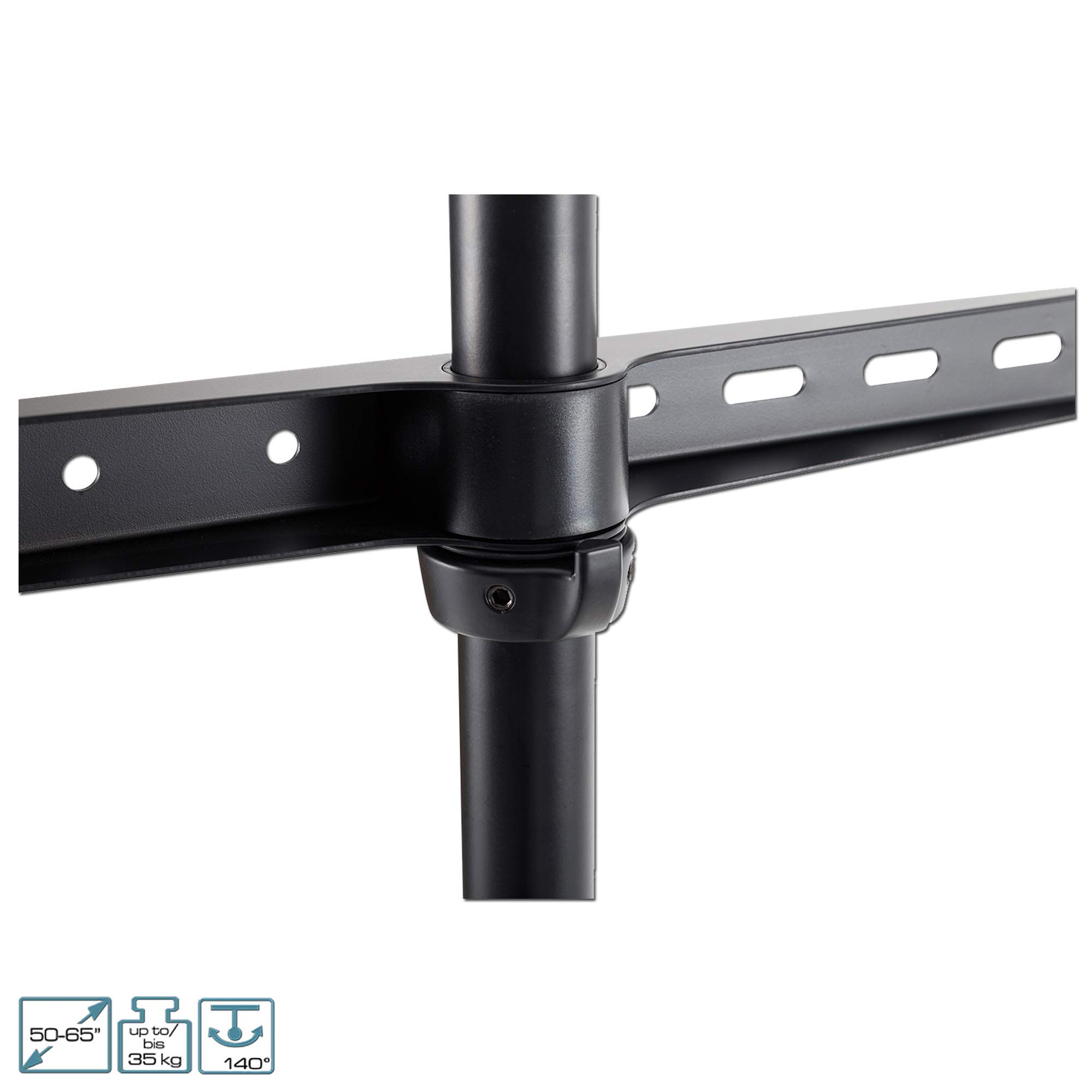 EasyLife – Cavalletto TV di Design Tipo Treppiede – Supporto per TV/Monitor Fino a 65" e 35kg – Rotazione 140° – Altezza Regolabile + Gestione Cavi – VESA Fino a 400×400 (Nero/Noce Scuro)