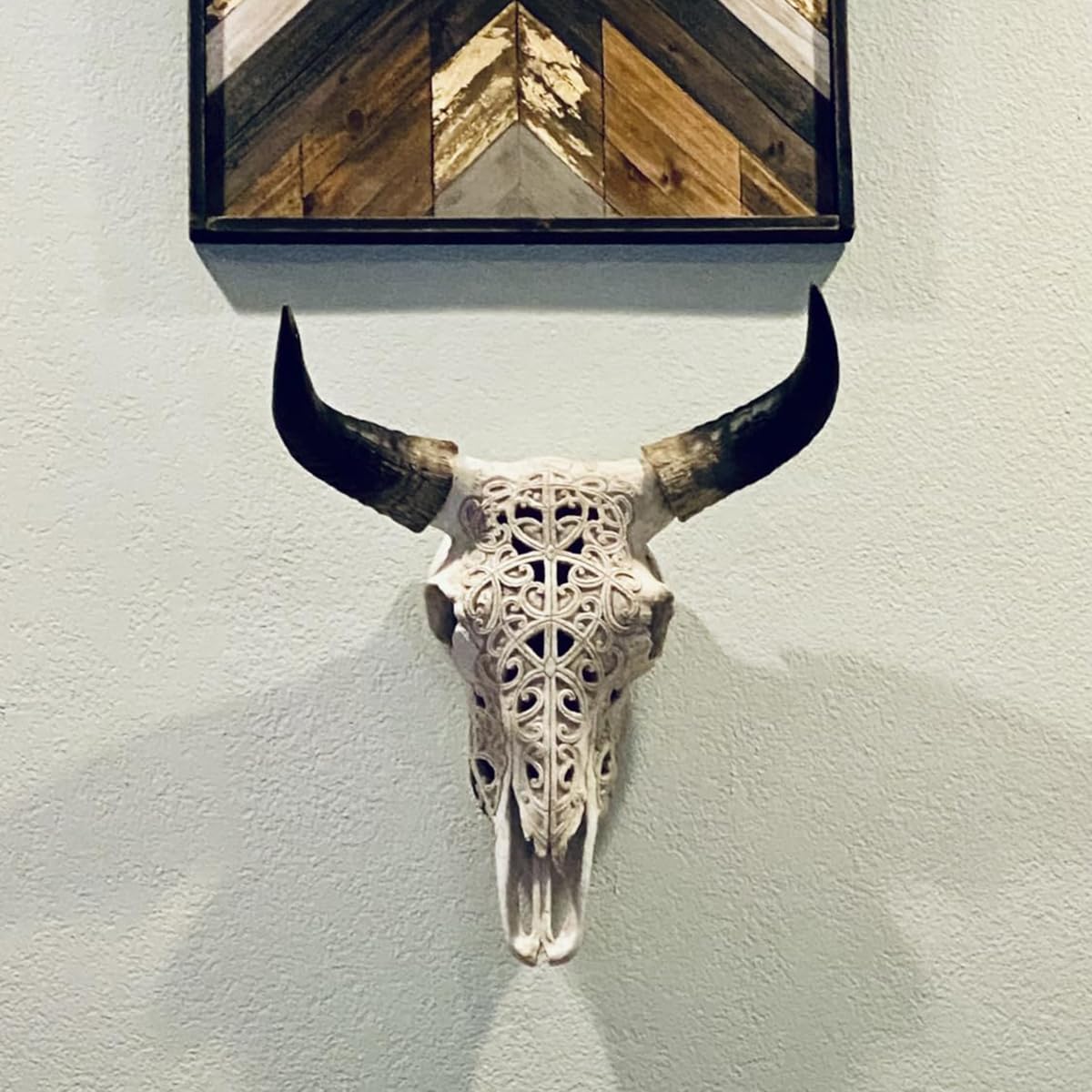 OTARTUDE Sculpture murale à suspendre au design tribal - 48 cm - Blanc