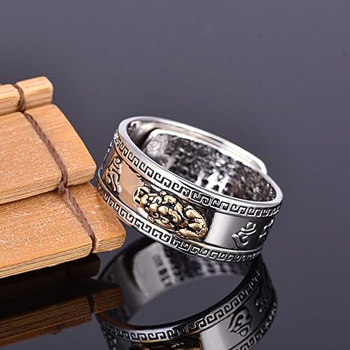 Miniatura 3 de Anillo ajustable de plata 990 Feng Shui PiXiu Mani Mantra Protección Wealth Ring