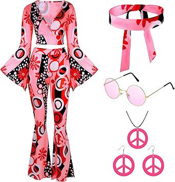 Traje De Discoteca Para Mujer, Disfraz Hippie De Los Años 70, Atuendos Retro, Vestido De Baile