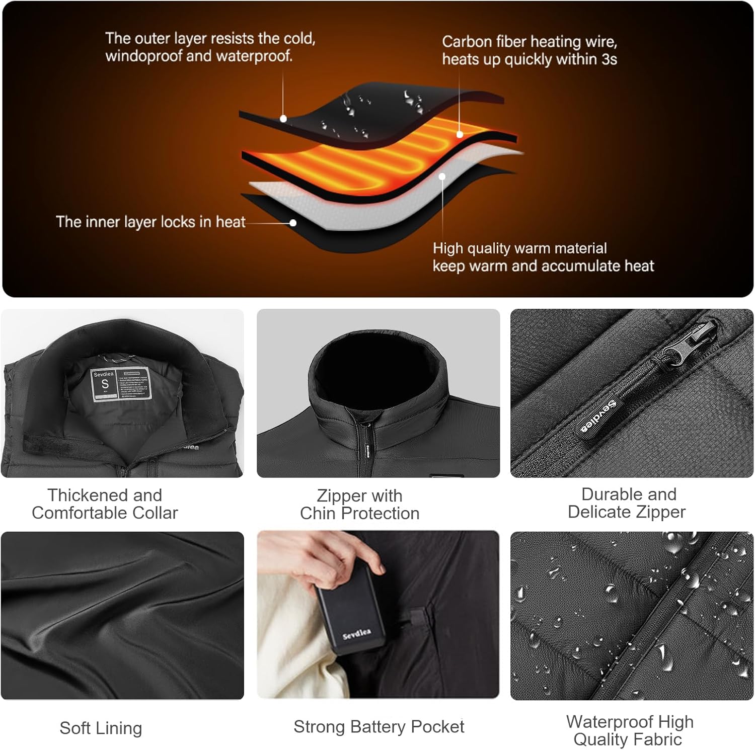 Heated Vest for Women with 16000mAh 7.4V Battery Pack Included，Warming Women's Heated Vest Electric Rechargeable - Image 5