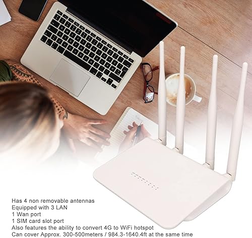 Miniatura 4 de CUIFATI Enrutador de módem 4G LTE para Internet inalámbrico, enrutador WiFi de 300 Mbps, hasta 32 usuarios, cifrado DNS, enrutador inalámbrico para