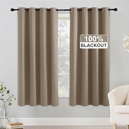 Miniatura 49 de RYB HOME Juego de 2 paneles de cortinas opacas grises de 63 pulgadas de largo, cortinas sólidas resistentes para oscurecer la habitación