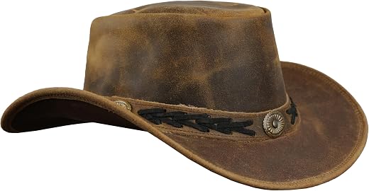 Leatherick Suede Cowboy Hat Genuine Cowhide Leather Western Outback Australian Style Suede Hat