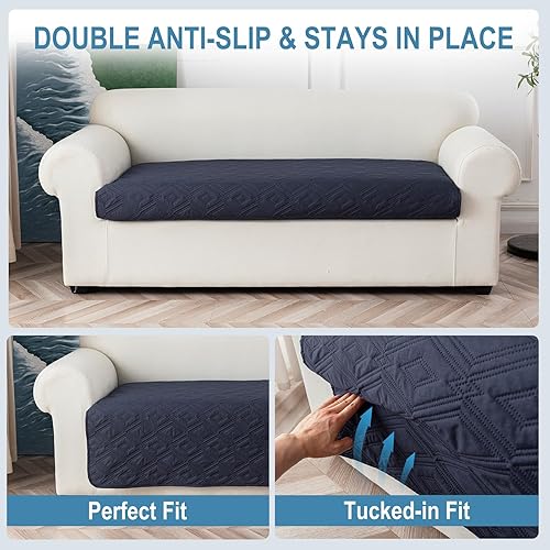 Miniatura 5 de Genina Funda de sofá 100% impermeable para sofá biplaza de 2 fundas de sofá para perros, fundas de sofá seccionales antideslizantes y lavables para