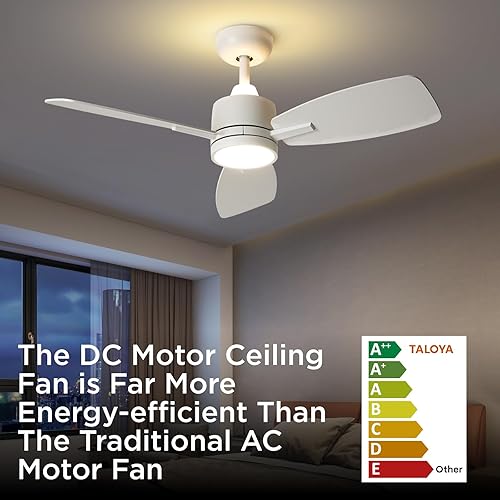 Miniatura 6 de TALOYA Ventilador de techo con control remoto de luces, 42 pulgadas, motor CC silencioso reversible, 3 aspas de doble cara, ventiladores de techo