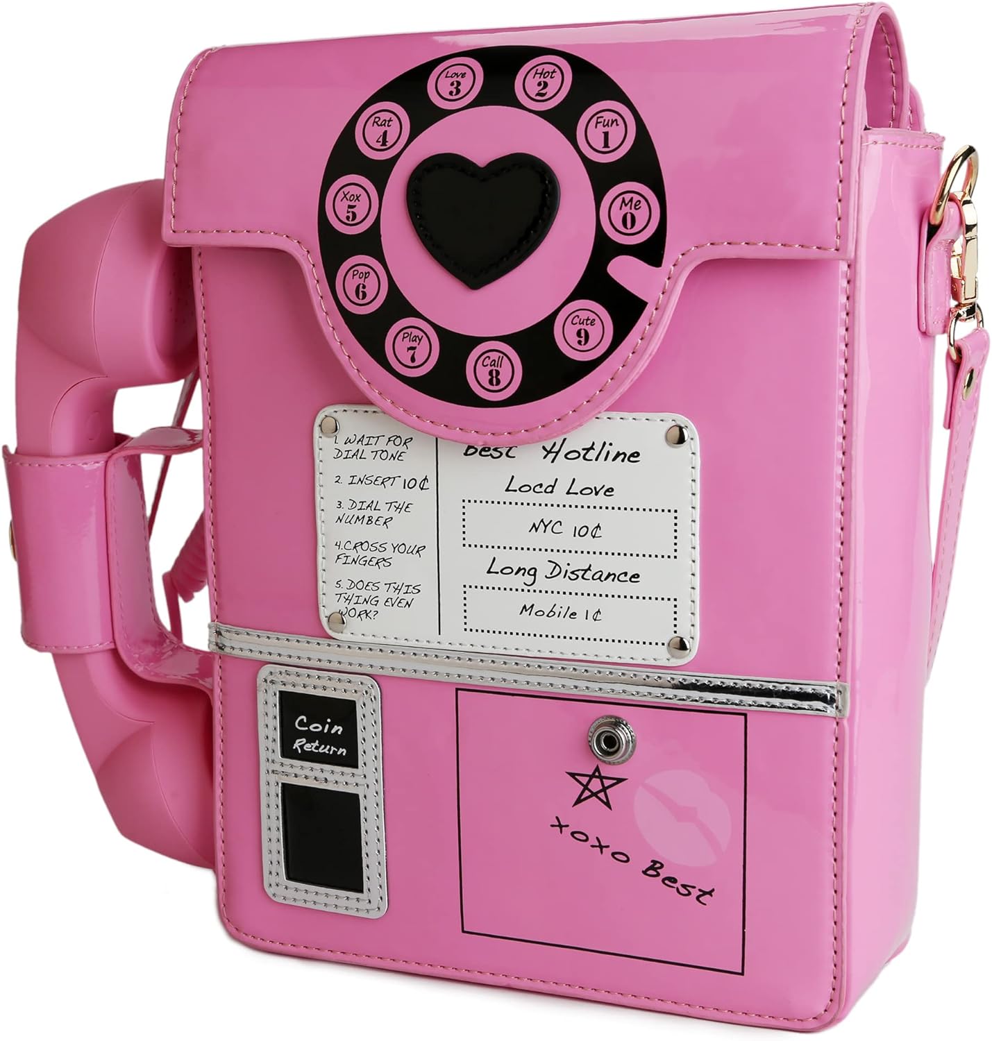 QiMing Retro dial telephone Crossbody Shoulder Bag,Pu Movable microphone Purse for Women - Image 2