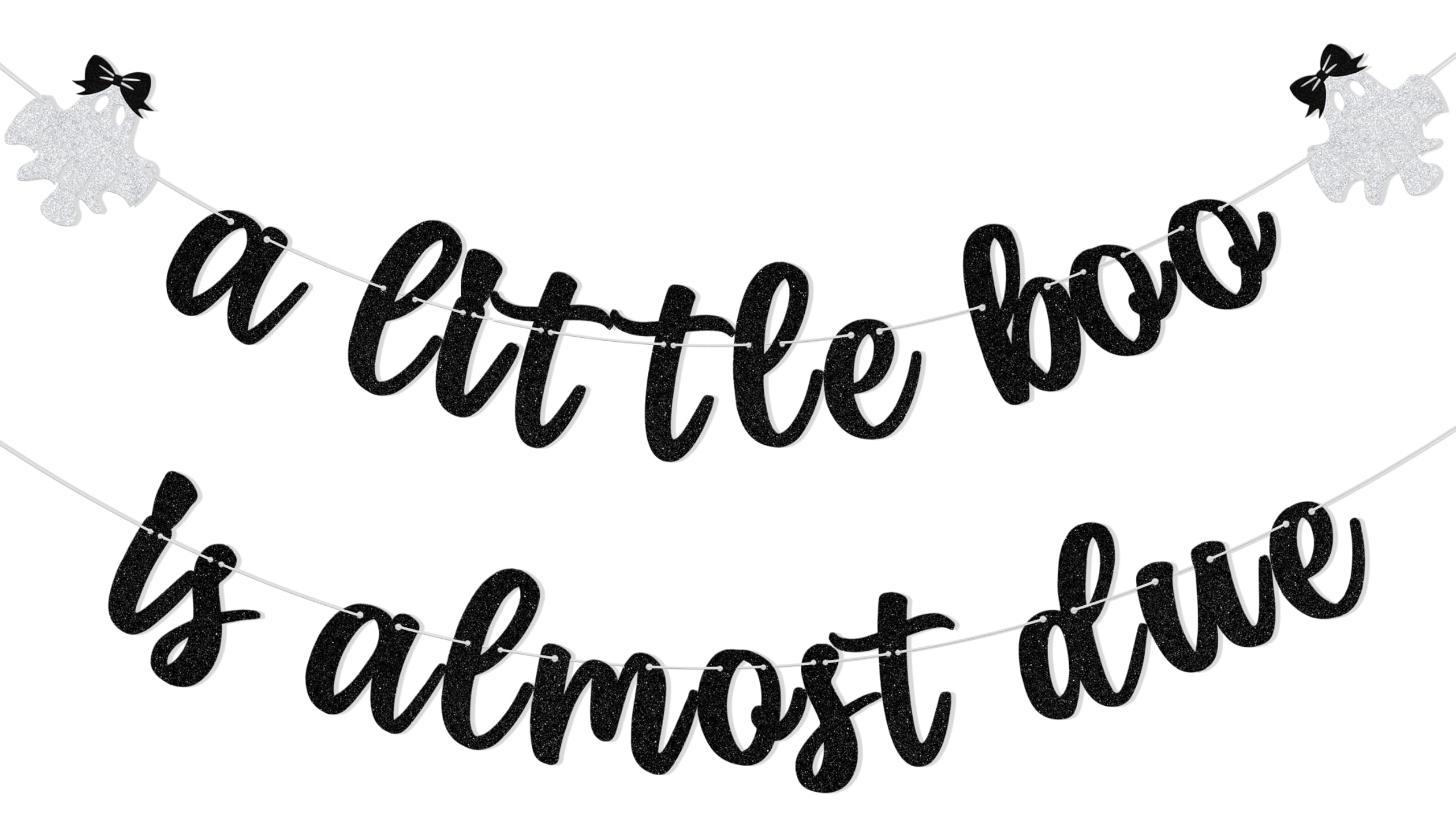 A Little Boo is Almost Due Banner, Halloween Baby Shower Decoration Black