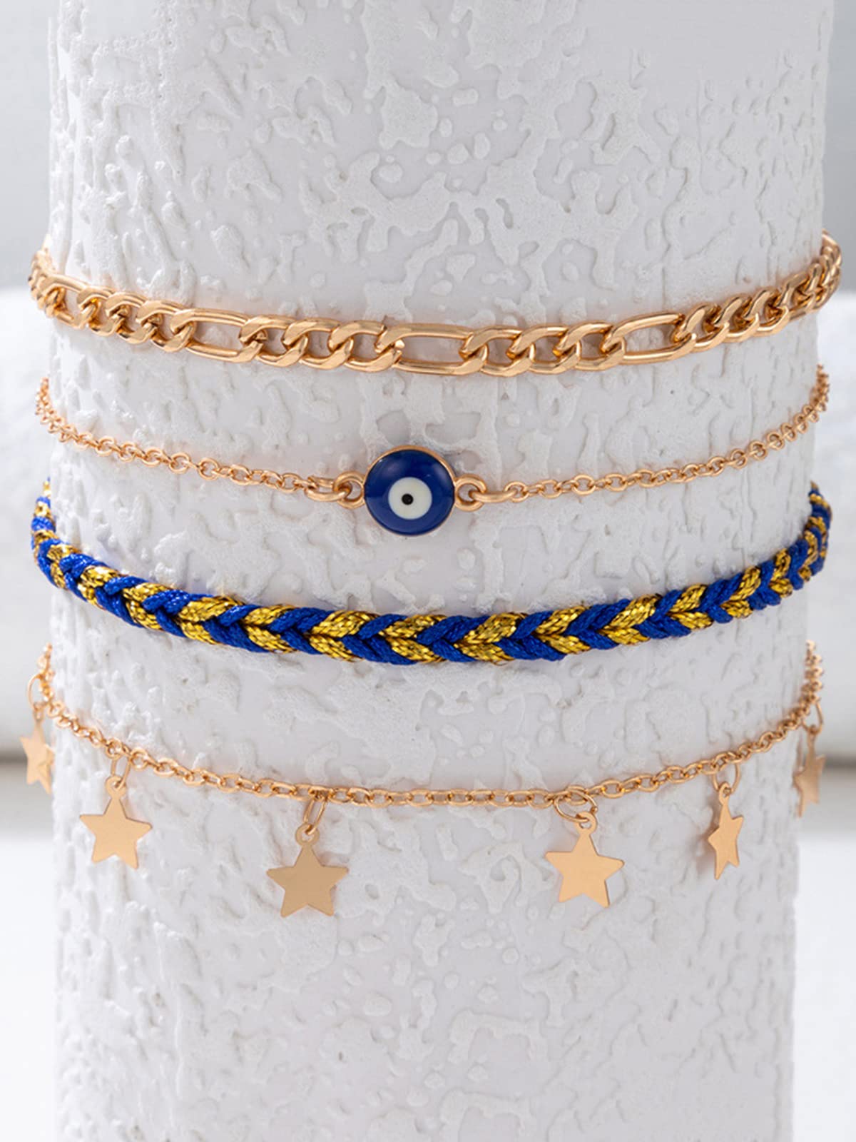 Modern Toned Star Charm Combo Anklet for Women