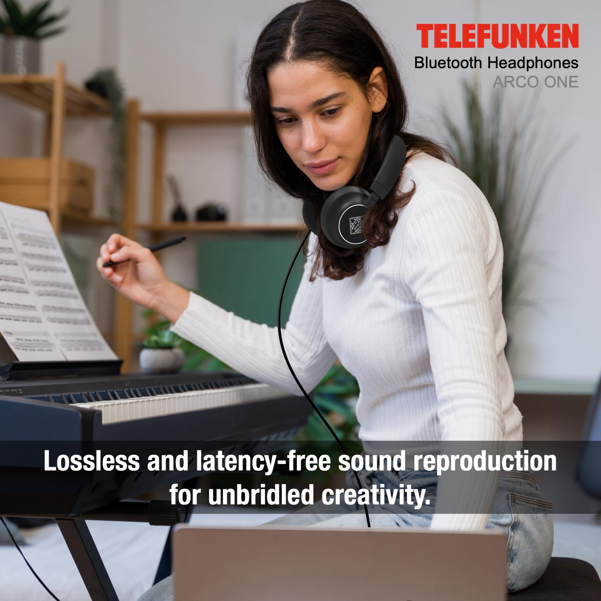 TELEFUNKEN ARCO ONE - Cuffie Bluetooth Over-Ear ANC, multipoint, batteria 30 h (22 h ANC), driver 40 mm, 32 Ω, AUX/3,5 mm e USB-C, IPX3, 220 g, imbottitura intercambiabile