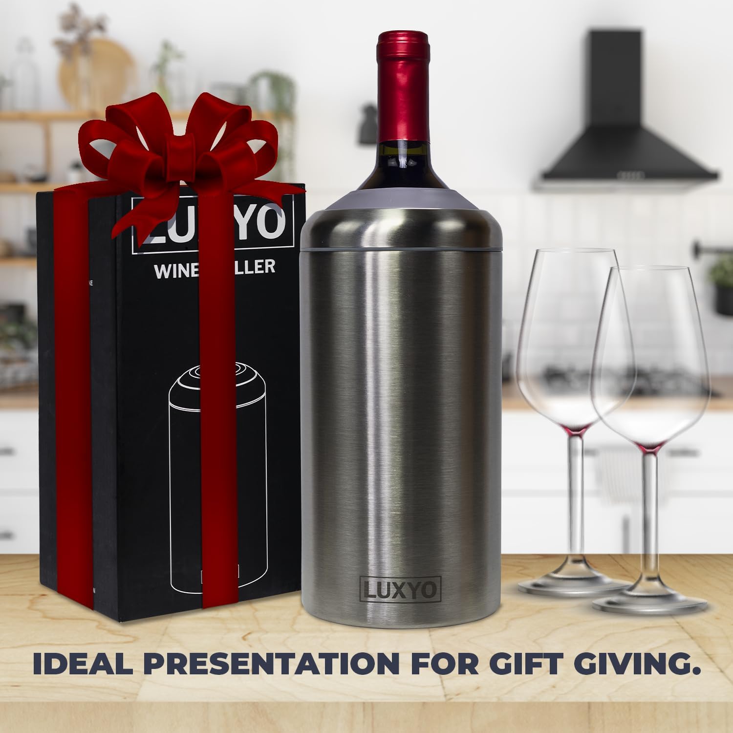 LUXYO Wine Bottle Chiller – Portable Insulated Champagne Cooler for 750ml Bottles, Stainless Steel Double Wall Bucket for Hosting, Gifts & Outdoor Use - Image 2