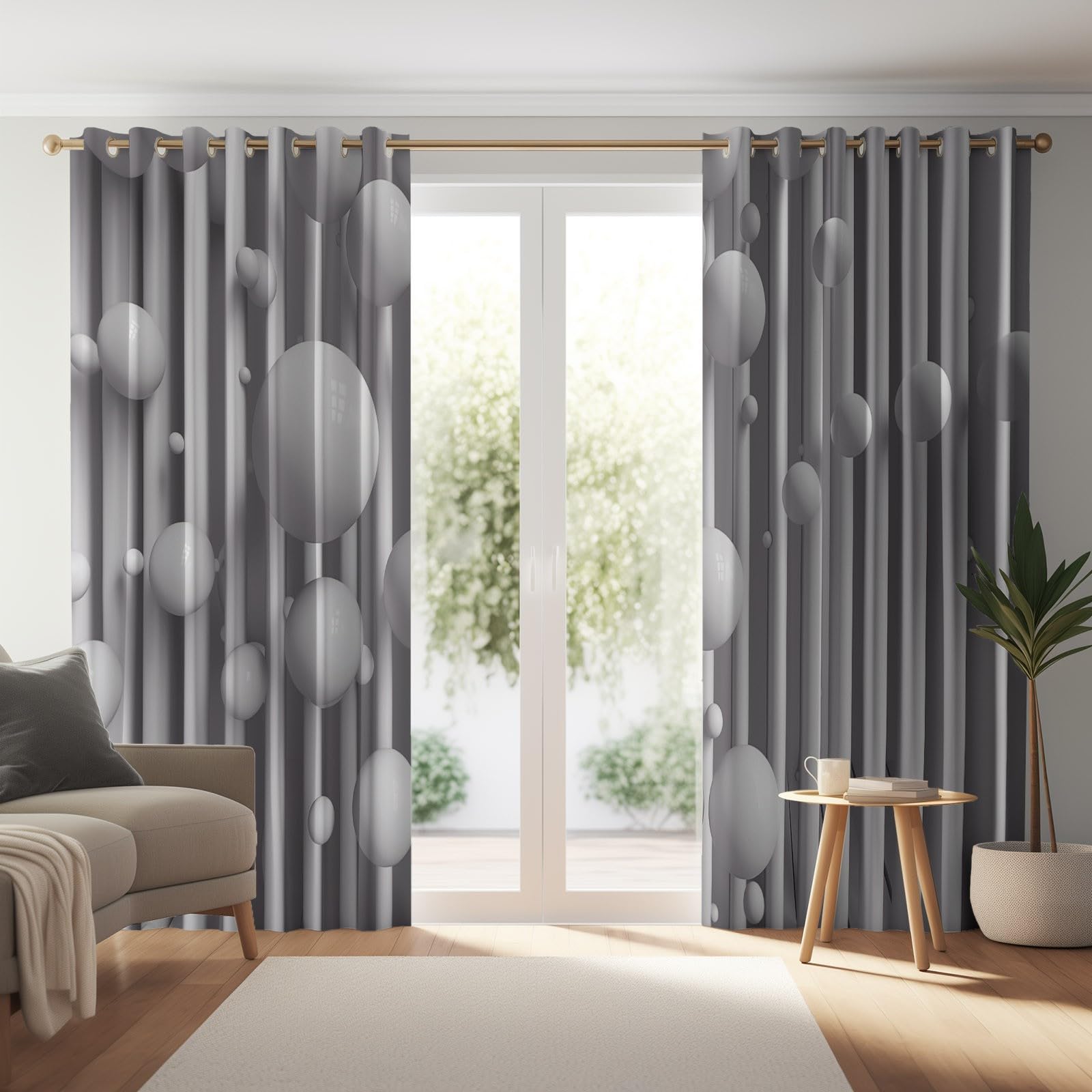 Blanc Rideau Occultant Thermique Isolant Anti Froid et Chaleur 150L X 280H cm (2 Panneaux), Abstrait Vagues Géométrique 3D Rideaux Opaques Oeillets Anti UV Anti Bruit, Decoration Chambre Maison Salon