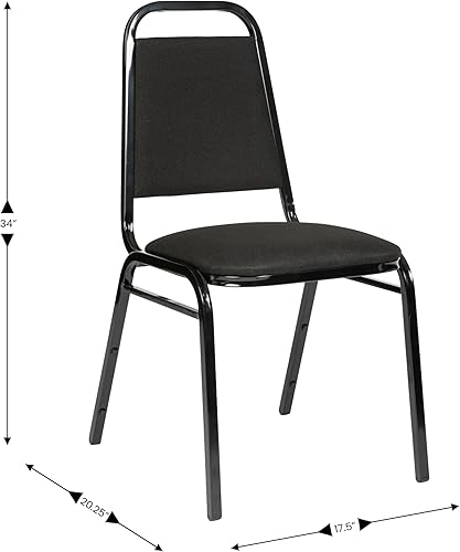 Miniatura 3 de Flash Furniture Hercules Series - Silla de banquete apilable con respaldo trapezoidal en tela negra, marco negro