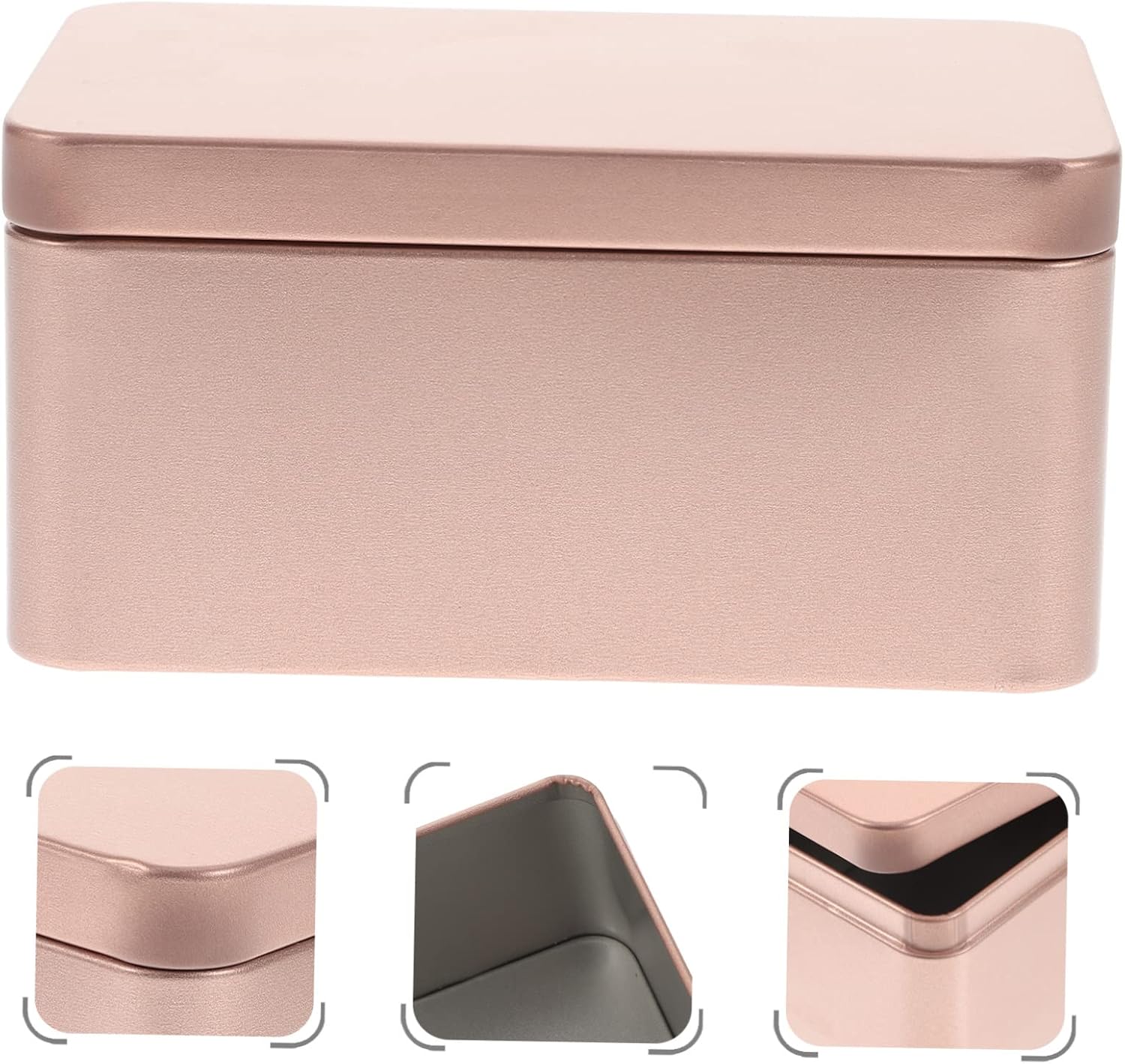 jojofuny Rectangular Tinplate Box Tea Leaf Storage Container Decorative Metal Storage Box for Candies Snacks Lip Balm Home Organizer Portable 5.11 X 3.14 X 2.36 in image 5