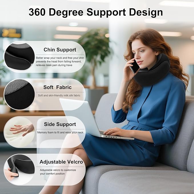 Almohada de Viaje Memory Foam 360° Ajustable miniatura 7