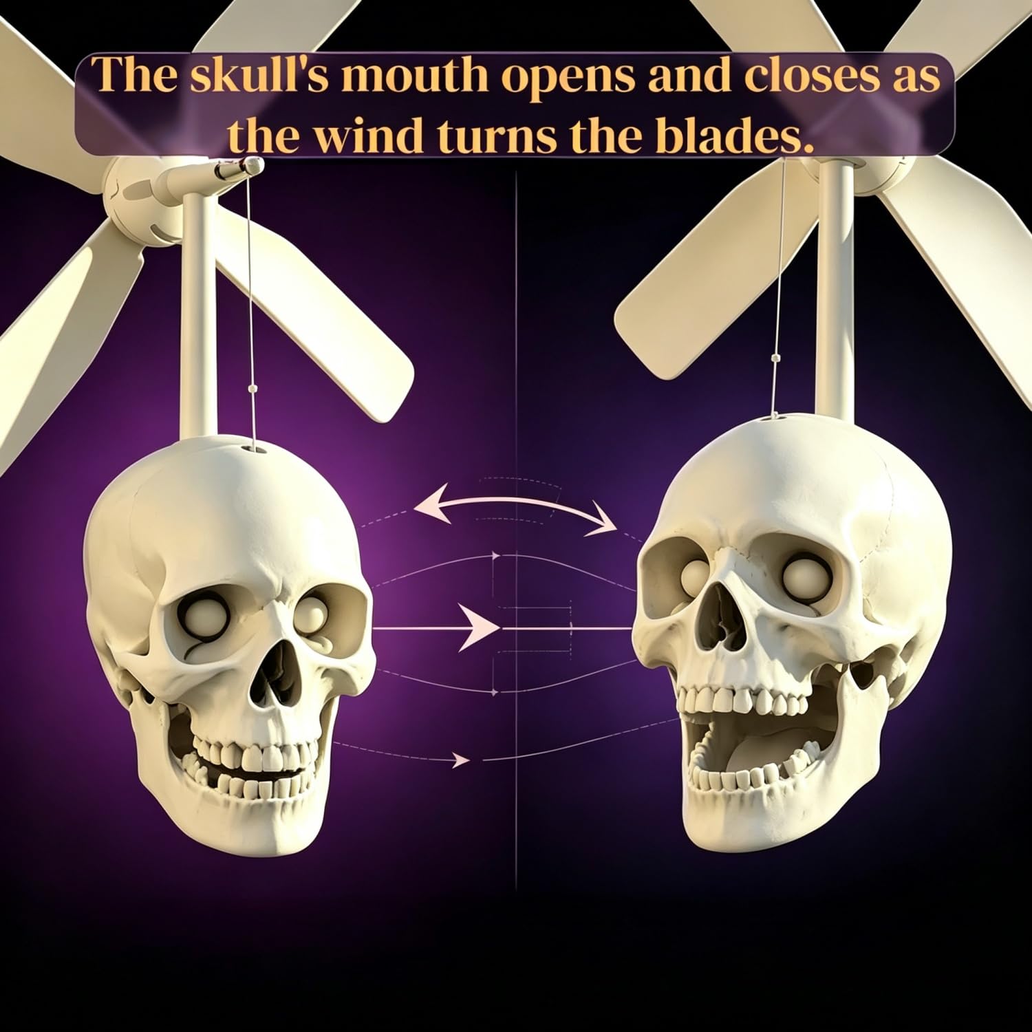 Totenkopf-Windmühle, Halloween-Dekoration – Totenkopf-Windspiel, Outdoor-Gartendekoration, Terrasse, Rasen und Innendekoration für gruselige saisonale Displays