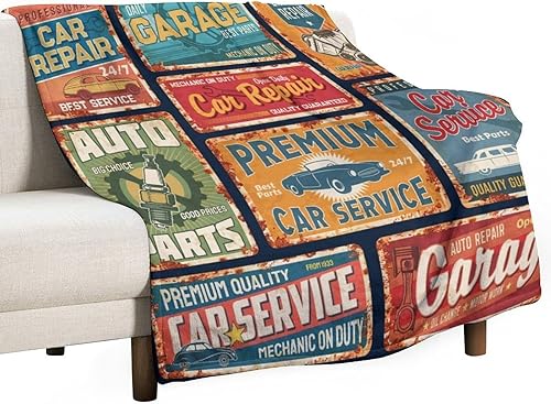 Miniatura 85 de Manta clásica retro para automóvil, diseño clásico de automóvil clásico americano, diseño de motocicleta, manta de franela súper suave para cama y