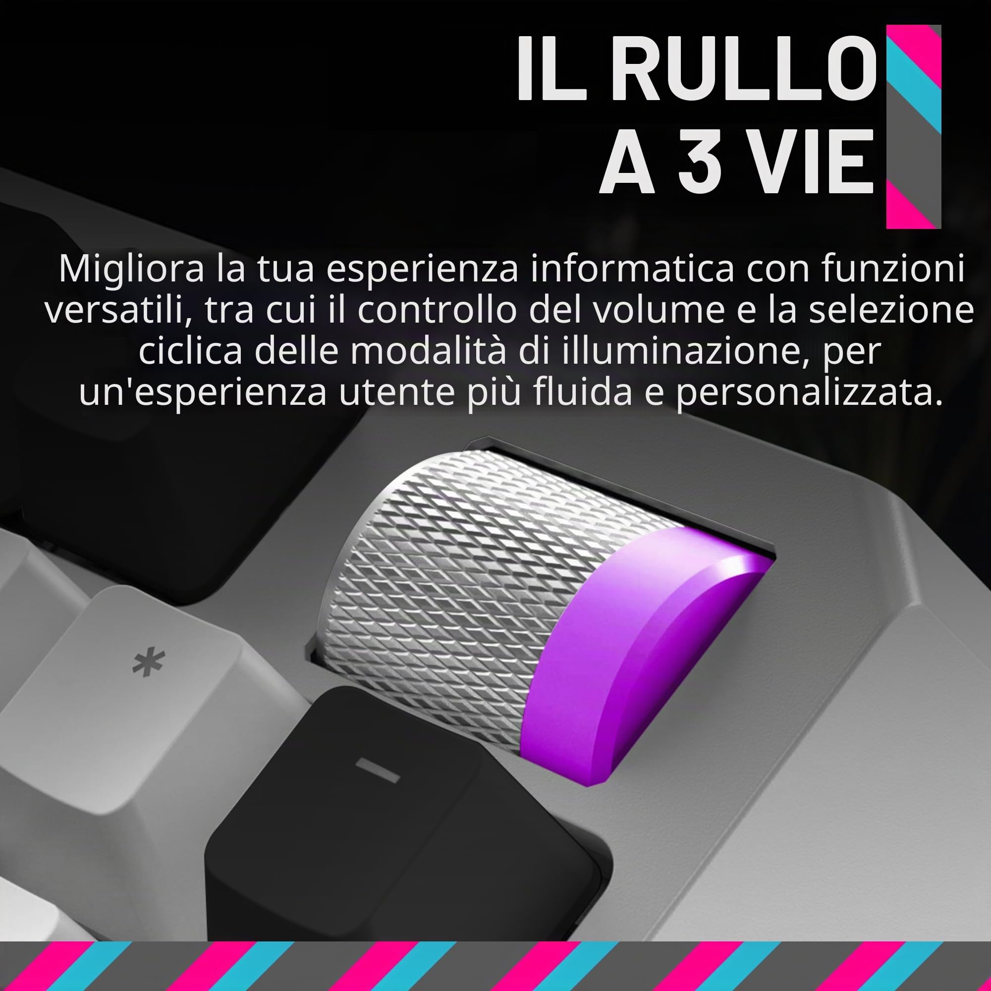 Cooler Master Kailh Box V2 - Tastiera da gioco meccanica wireless RGB MK770, interruttori bianchi Soft Click con struttura a guarnizione, sostituibile a caldo, Bluetooth|2,4 GHz, quadrante tattile a 3
