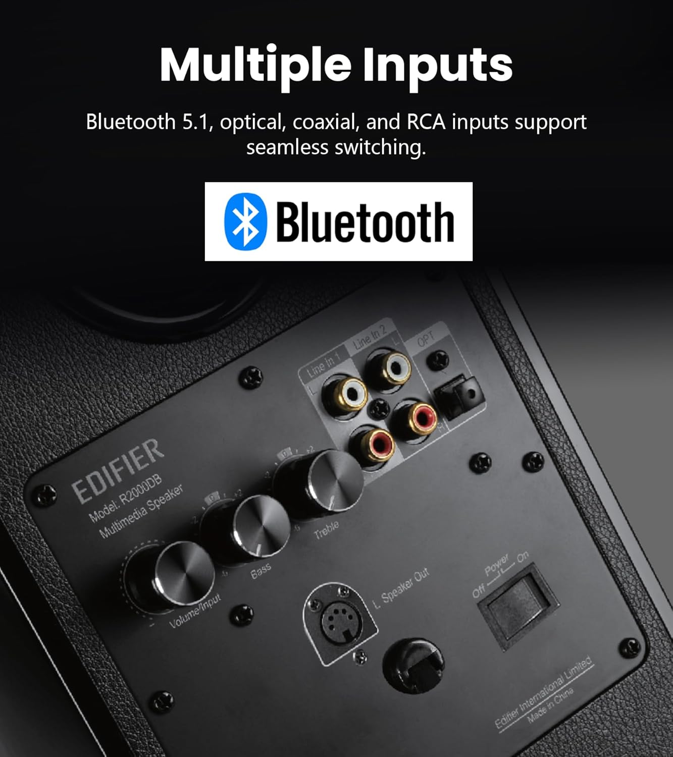 Edifier R2000DB Active Bluetooth Bookshelf Speakers - Optical Input - 2.0 Wireless Near-Field Studio Monitor Speaker - 120 Watts RMS with 5″ Large Woofer – Black - Image 6