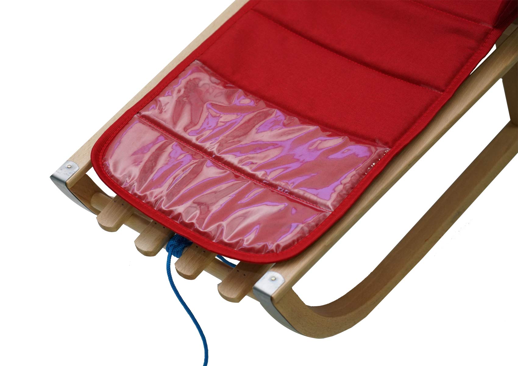 Houten Slee met Rugleuning en touw Davos 110 rood