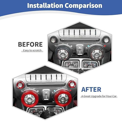 Miniatura 2 de RT-TCZ Para Camaro AC Control Radio Knob Cover Trim Anillos Rojo para Chevy Camaro 2010-2015 Rojo Interior Accesorios 4 unids